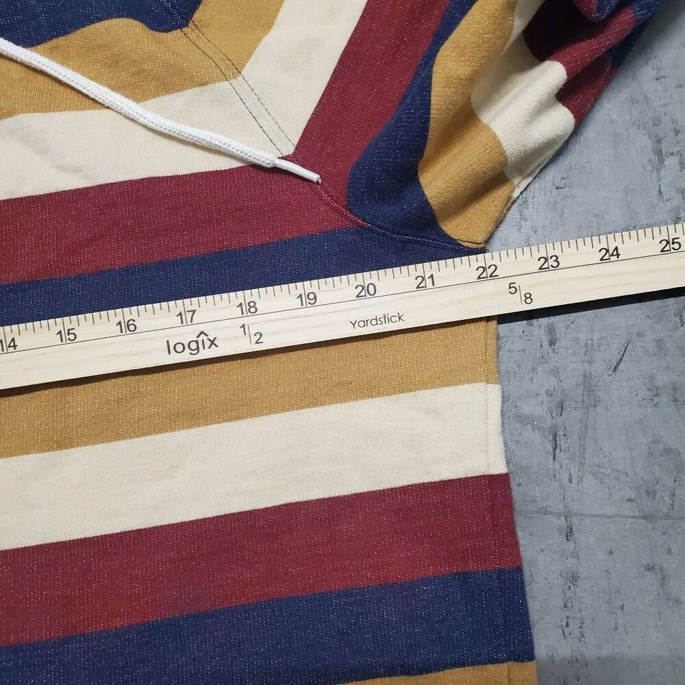 Hang Ten X-Large Multicolor Striped Hoodie Sweatshirt Front Pocket Drawstring Ho - Picture 5 of 8